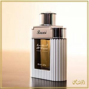 RASASI Al Wisam Day close-up of cedar and rose notes for a balanced aroma