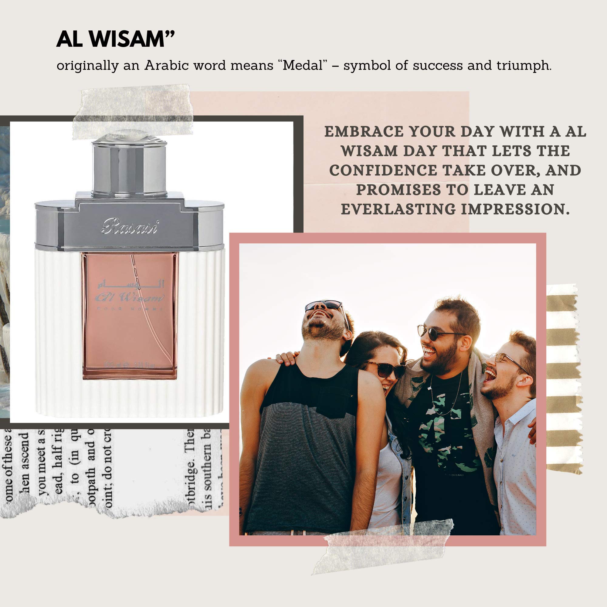 RASASI Al Wisam Day base notes with oud and amber for lasting presence