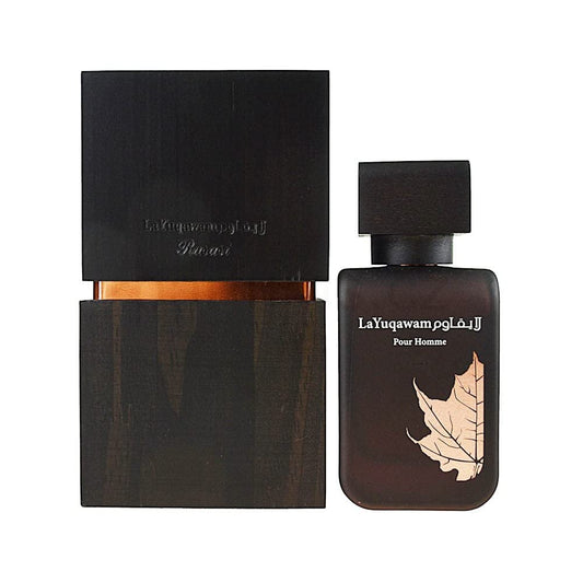 Rasasi La Yuqawam Pour Homme packaging showcases premium craftsmanship.