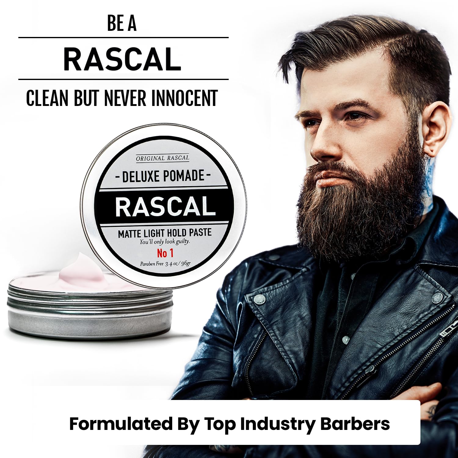 Rascal Deluxe Pomade supports oil control with lightweight shine