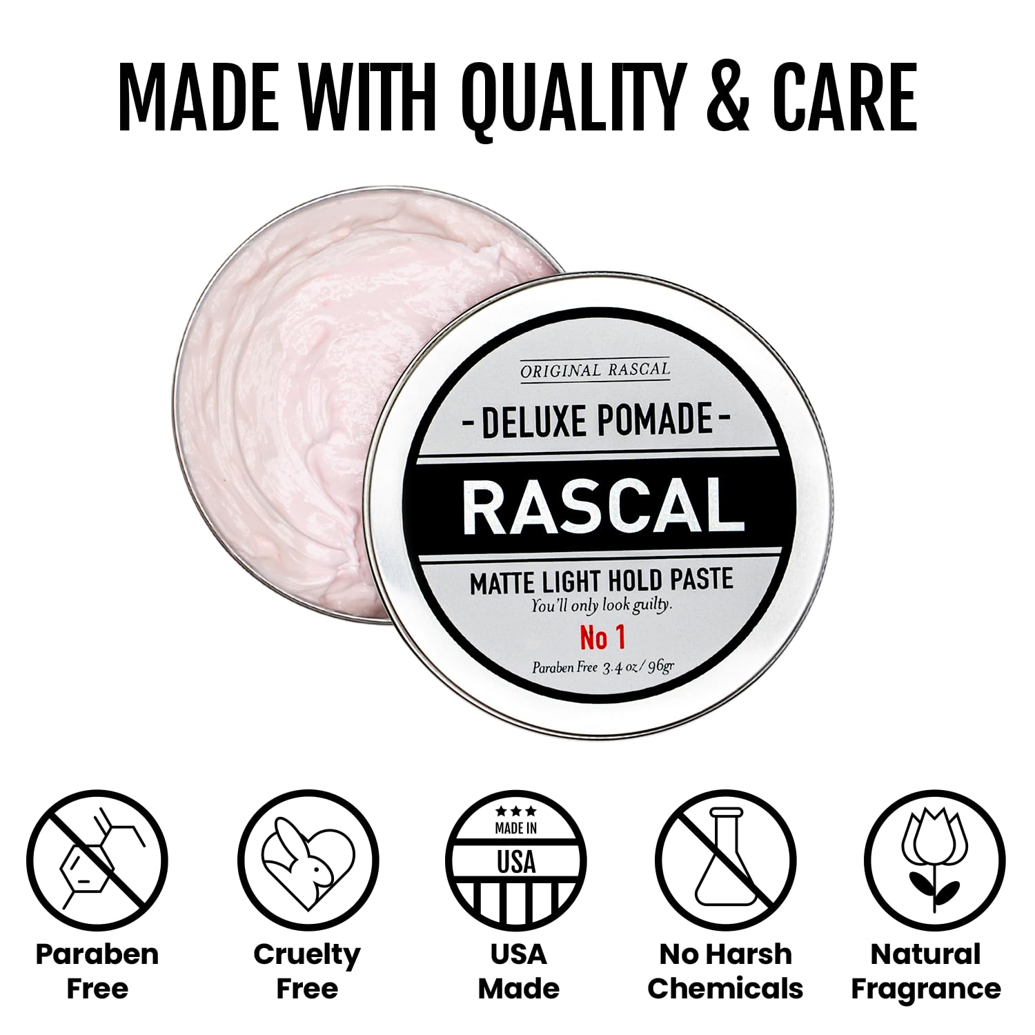 Rascal Deluxe Pomade travel-friendly packaging fits TSA requirements