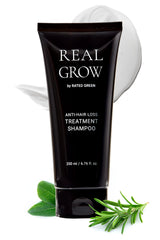 RATED GREEN Real Grow bottle front shows a premium anti-hair loss formula for thinning hair.