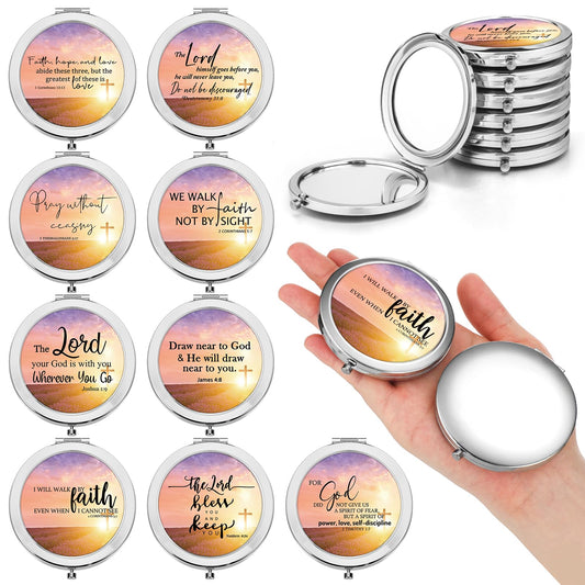 RattanView Bible verse compact mirror set with engraved scripture for daily inspiration.