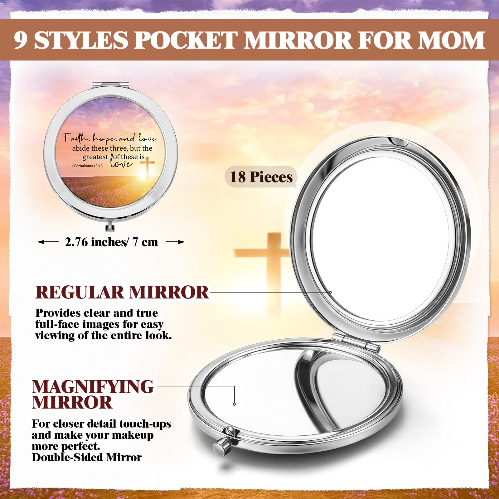 RattanView colorful metal compact mirrors with durable, portable design for on-the-go touch-ups.