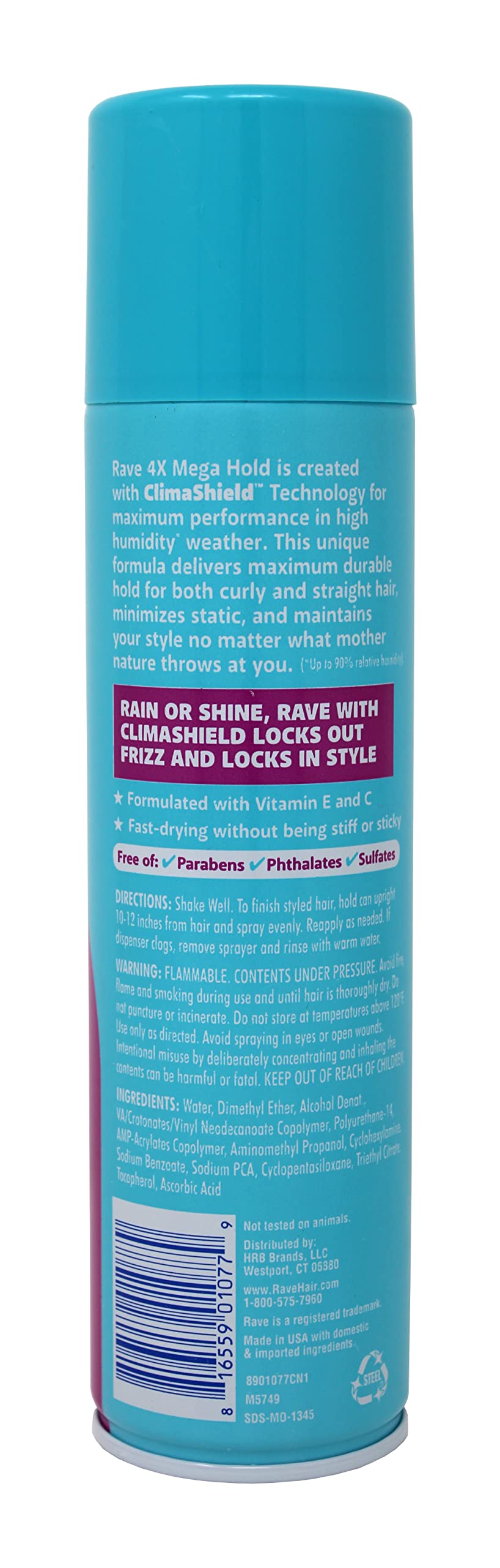 Rave Hairspray 4X Mega Unscented 11oz pack keeps your look ready longer.