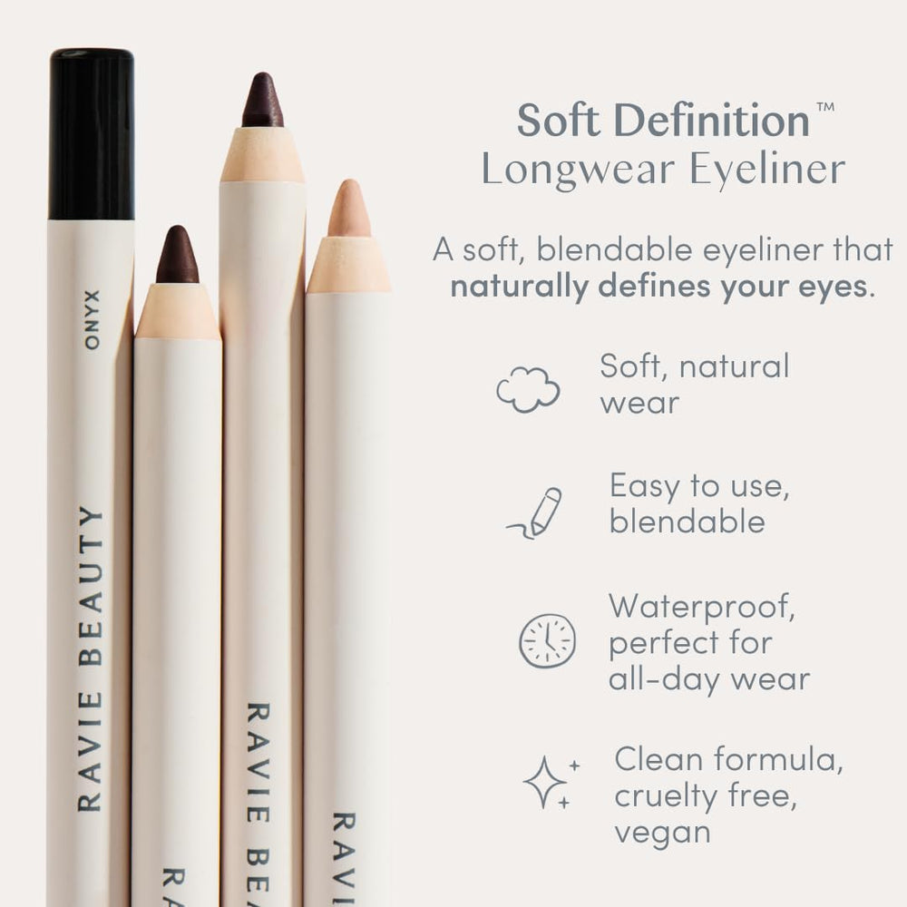 Ravie Beauty defining black onyx creates a soft smoky finish for customizable definition.