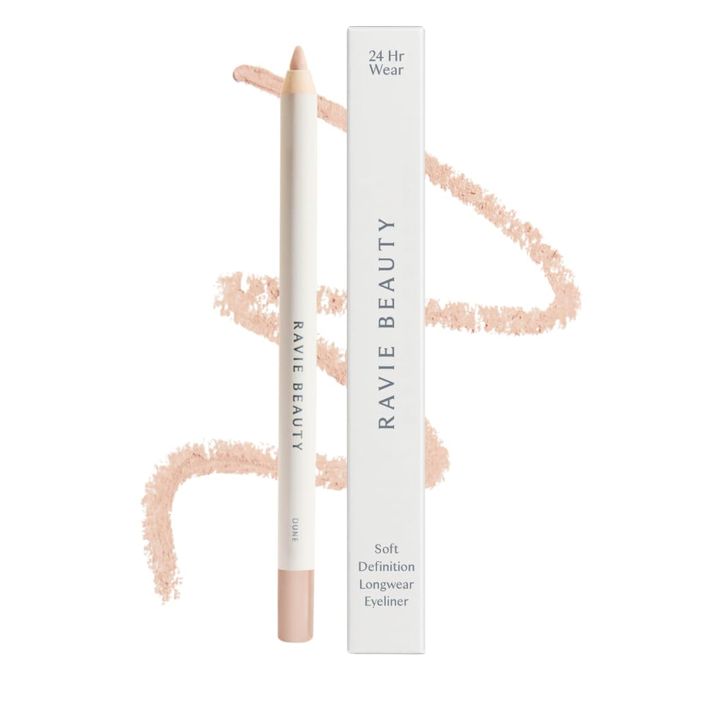 Ravie Beauty Soft Definition Eyeliner DUNE swatch for smooth blendable color.