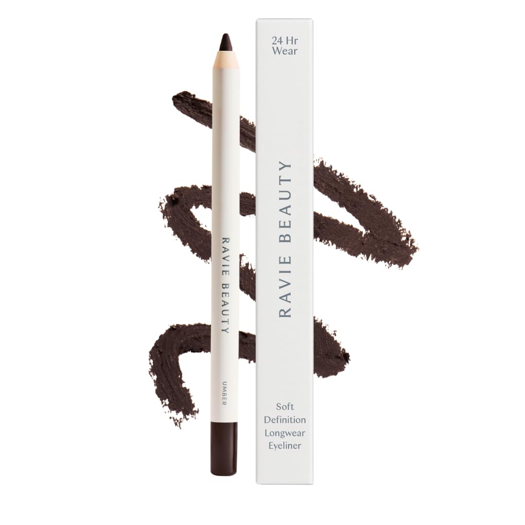 Ravie Beauty Umber eyeliner pencil close-up showing creamy texture for easy definition