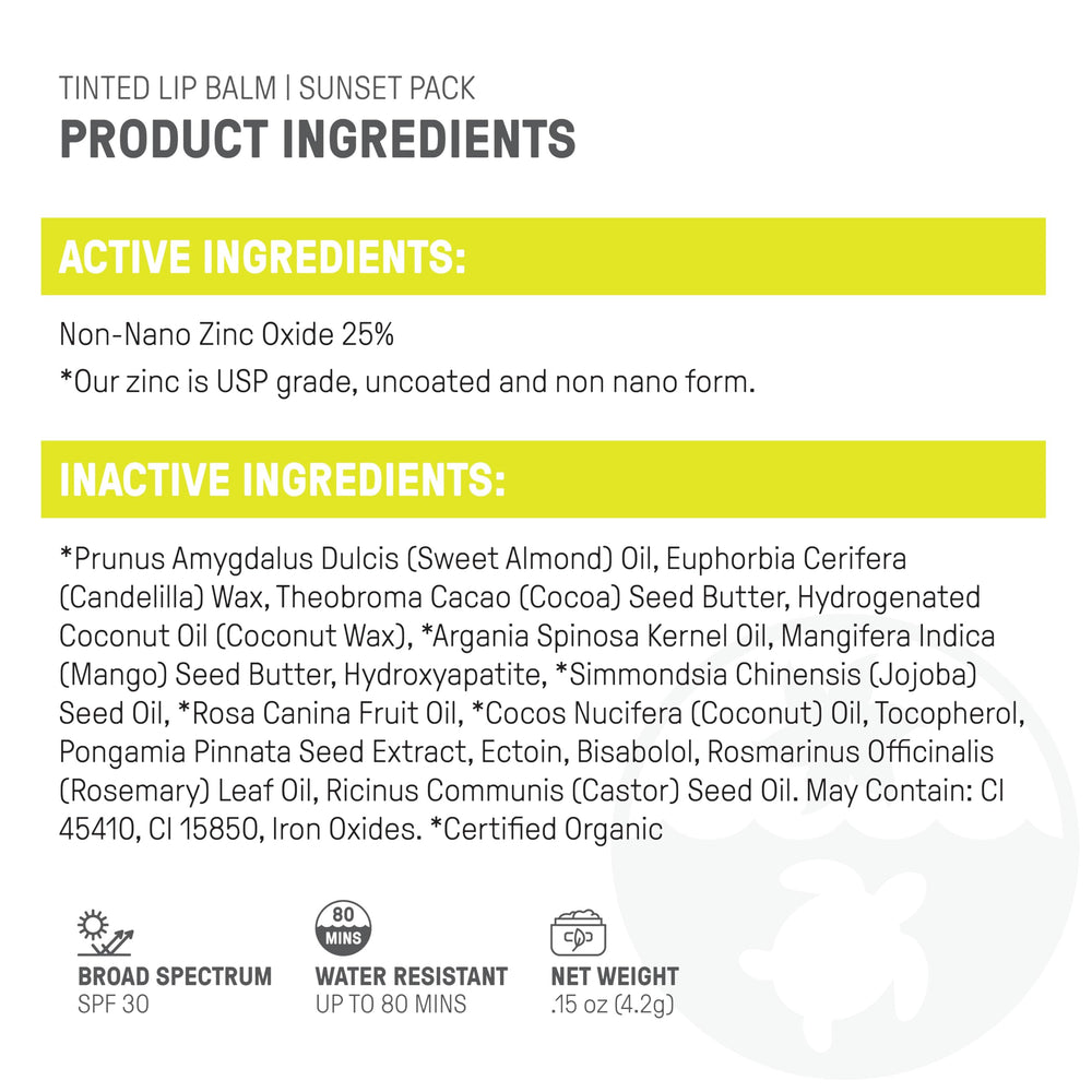 Raw Elements reef-safe, cruelty-free lip tint with zinc oxide sun protection.