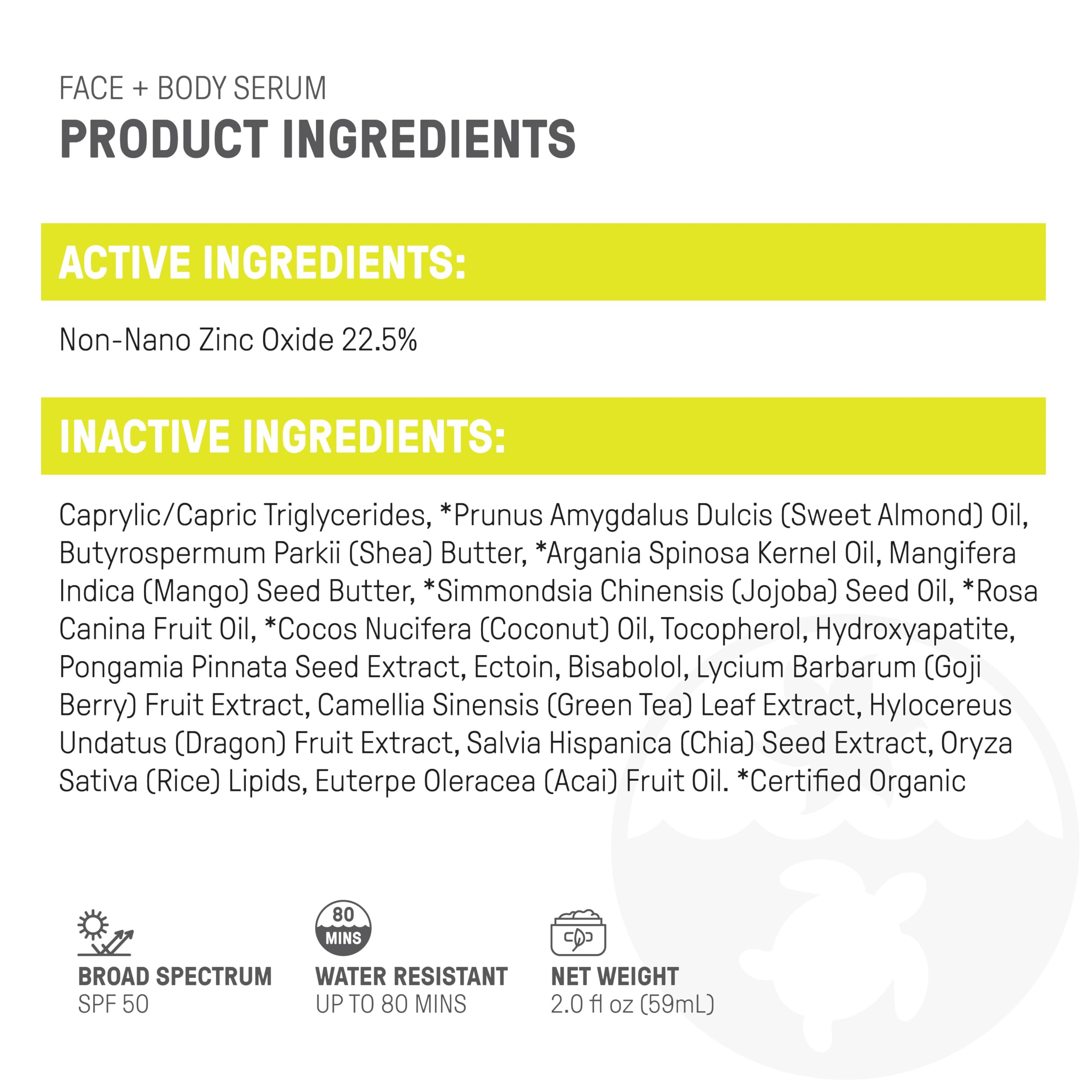 Raw Elements sunscreen remains effective during water activities for up to 80 minutes.