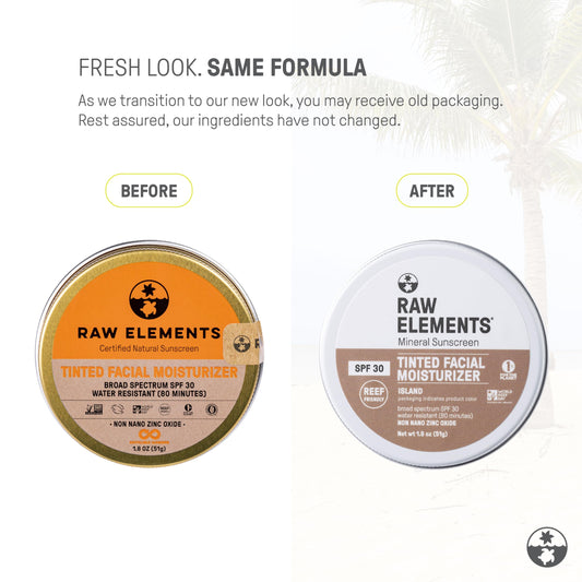 Raw Elements tinted face cream swirl on skin showcasing smooth texture