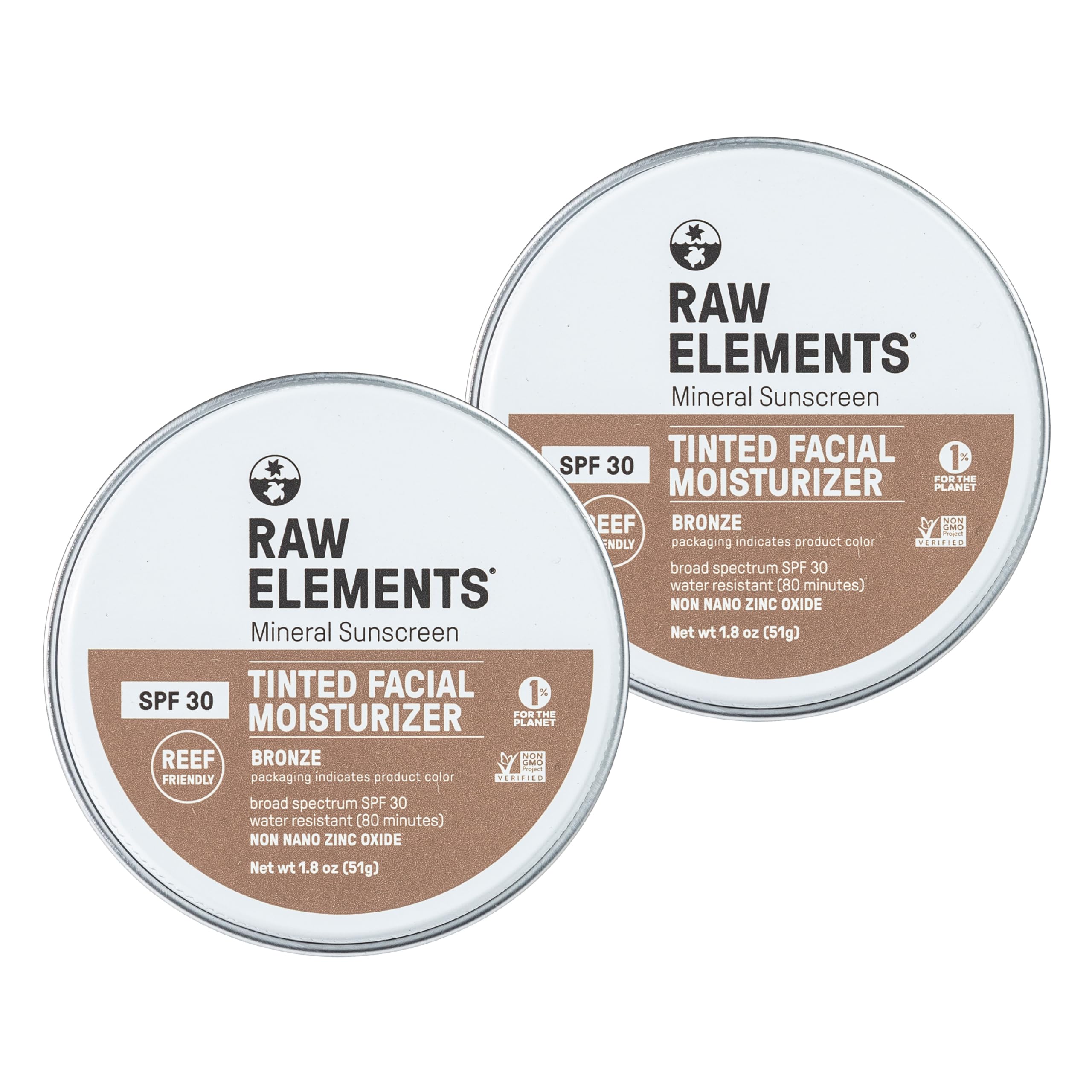 Raw Elements Ultra-Moisturizing Tinted Face Cream packaging shows eco-friendly design for daily skin protection.
