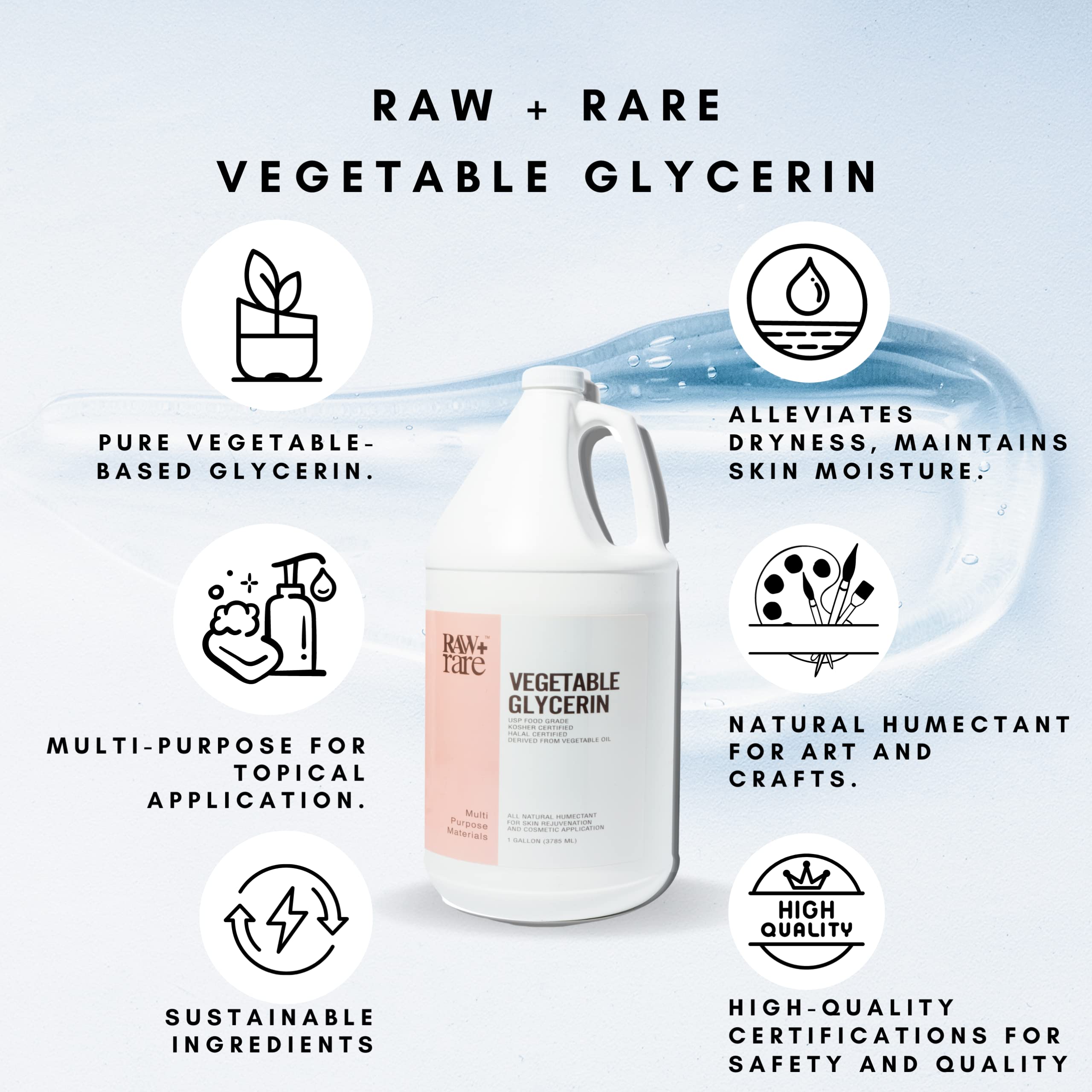 Raw Plus Rare glycerin kosher and halal certified for cosmetic use