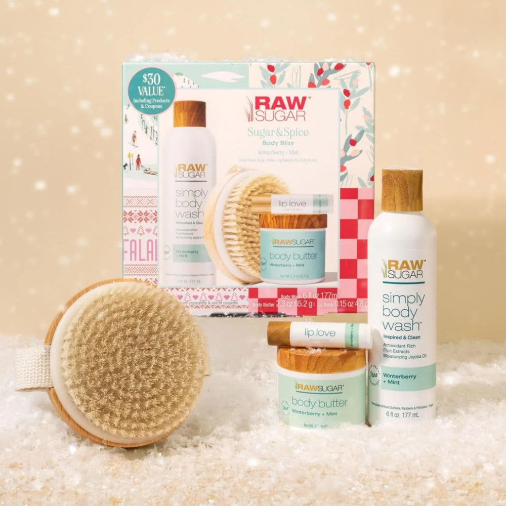 Raw Sugar Body Bliss fruit extracts, natural antioxidants support radiant skin