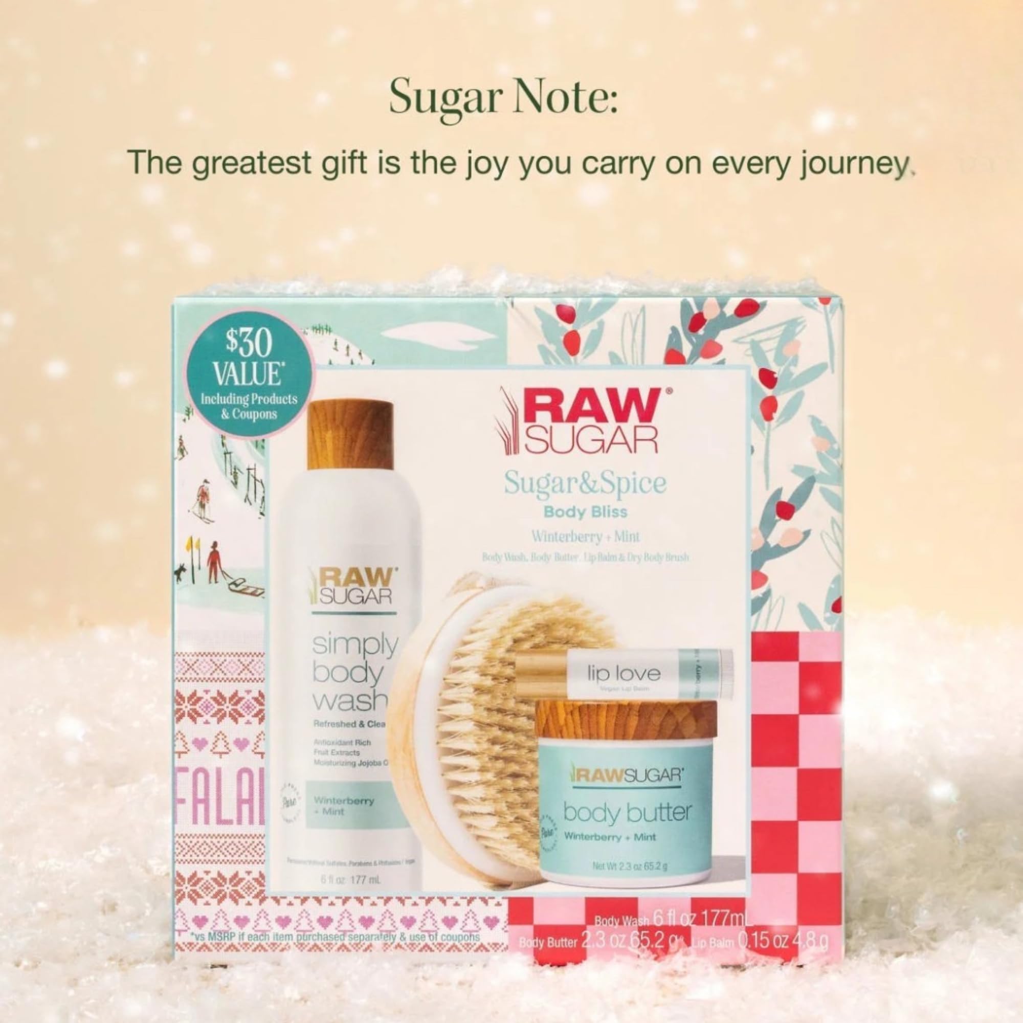 Raw Sugar Body Bliss lip balm, protective moisture for dry lips