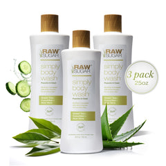 RAW SUGAR Green Tea Aloe Soother bottle front for a gentle, hydrating cleanse.