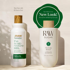 Raw Sugar Scalp Restore Conditioner bottle delivers hydration and scalp soothing.