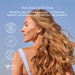 RAW SUGAR Wave Maker conditioner creme-pump illustrates gentle hydration for defined waves