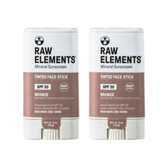 Raw Elements bronze-tinted face cream SPF 30 on skin for daily sun protection.