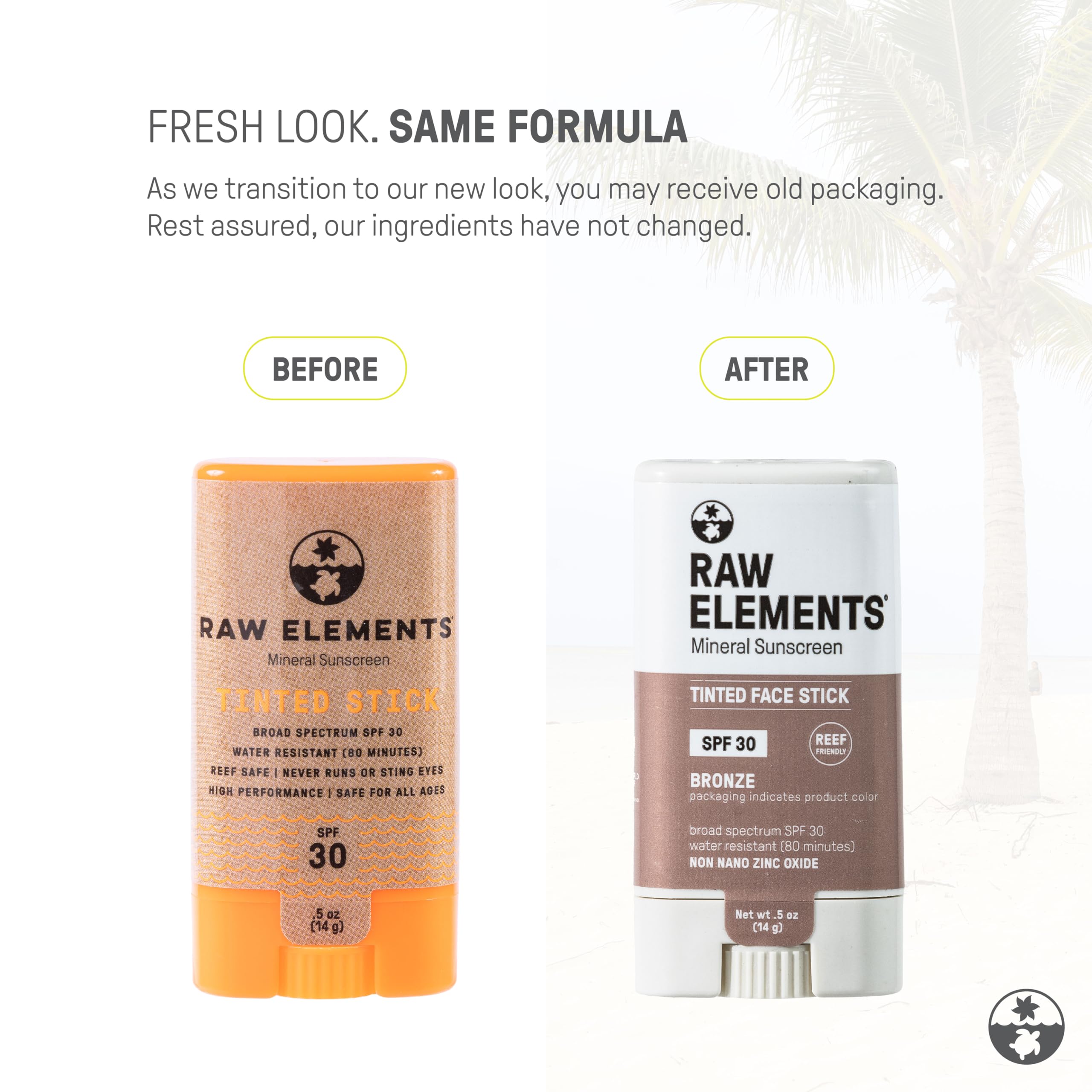Raw Elements reef-friendly packaging with tinted sunscreen for sustainable skincare.