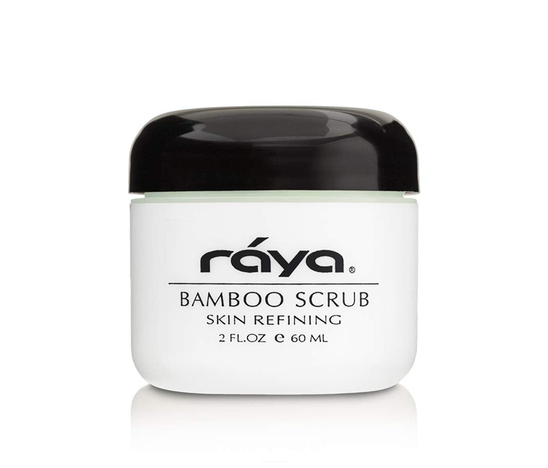 Raya Bamboo Facial Scrub beads detail closeup showing micro-exfoliation.