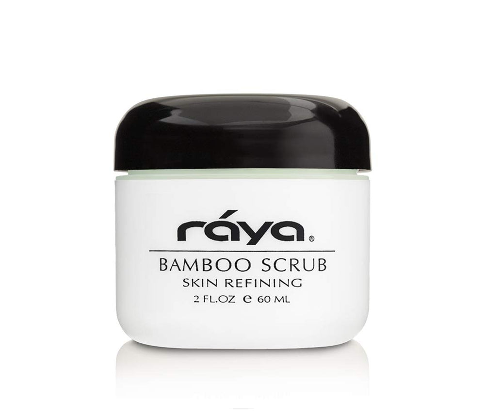 Raya Bamboo Facial Scrub beads detail closeup showing micro-exfoliation.