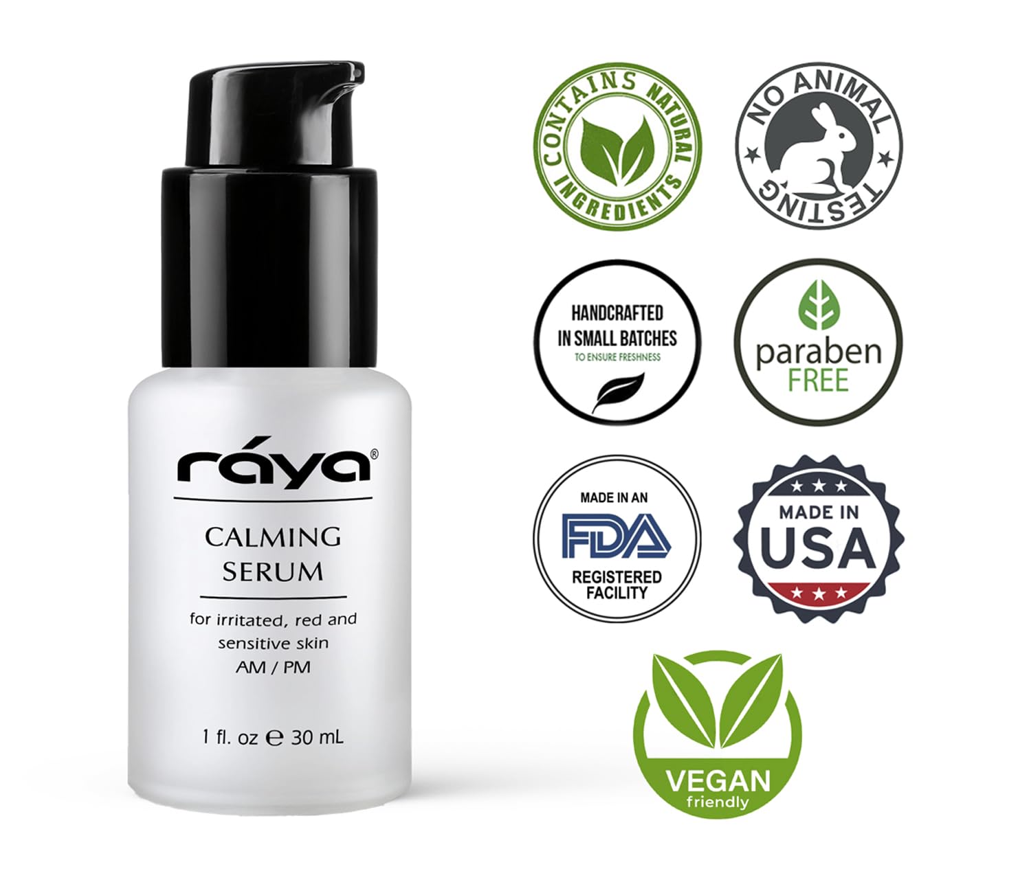 Raya Calming Serum on skin suggests soothing relief with daily use