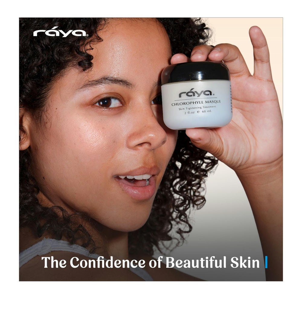Raya Chlorophyll Masque in a serene bathroom scene suggests daily pampering.