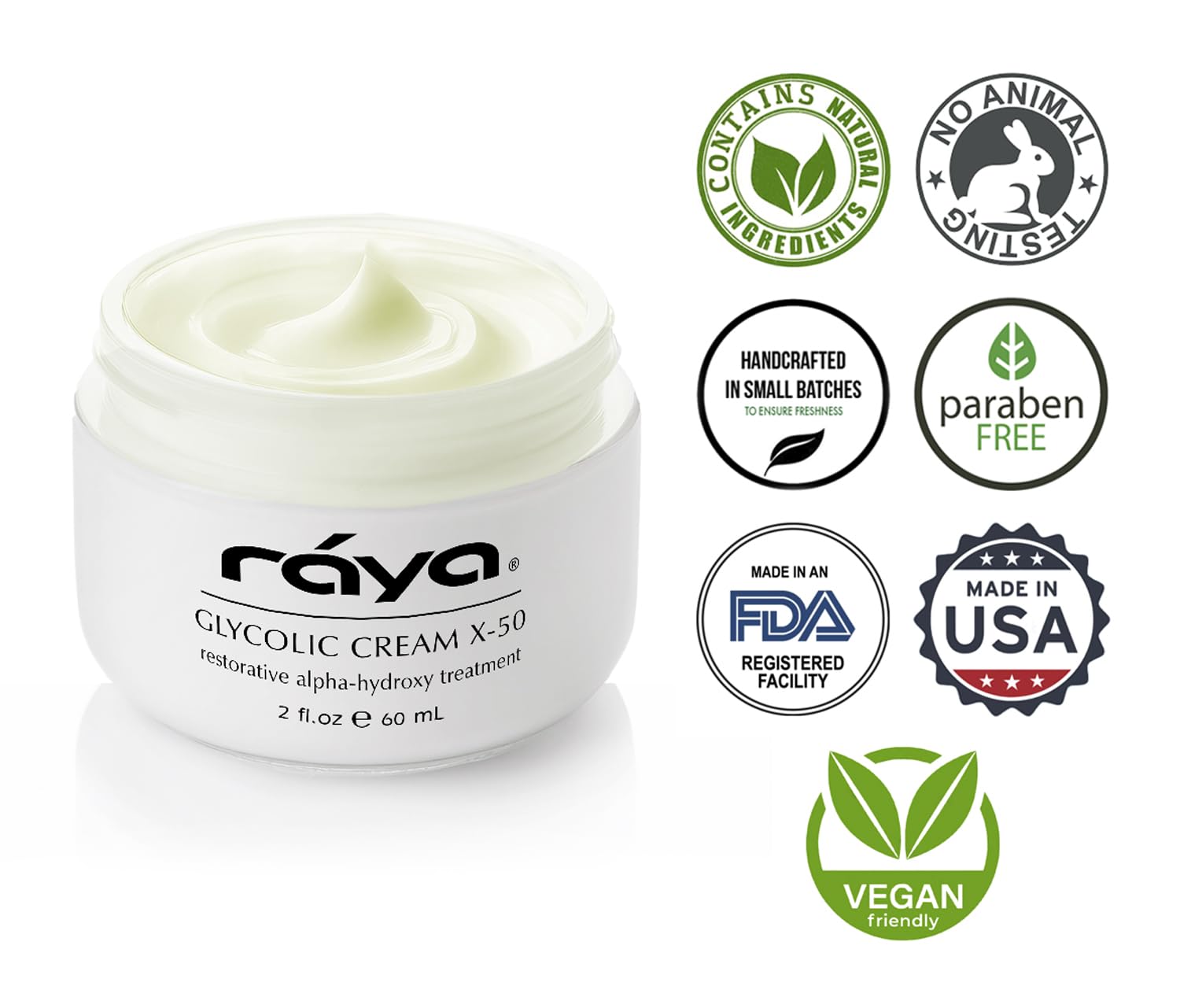 Raya Glycolic Cream X-50 application on hand for easy patch testing