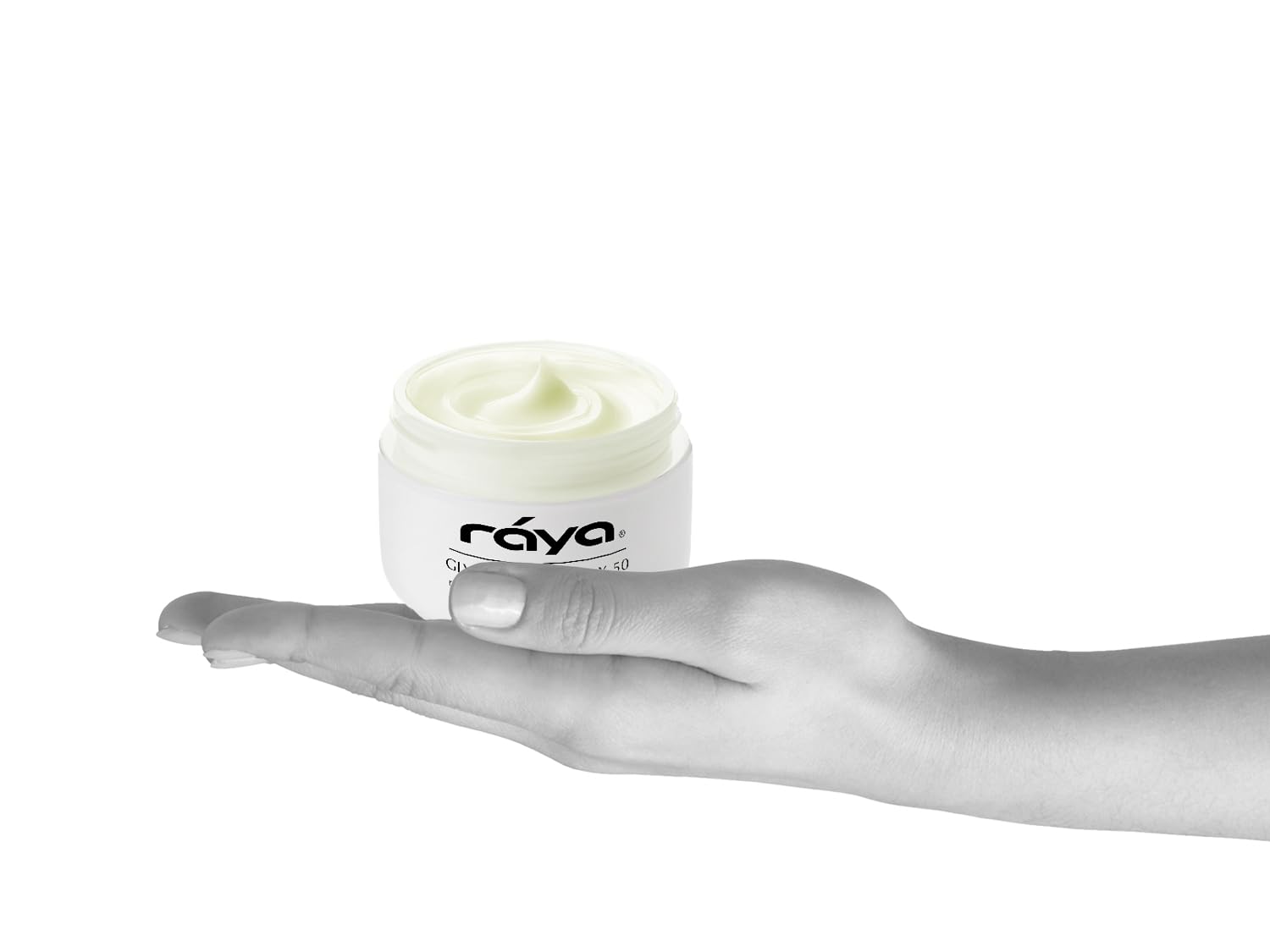 Raya Glycolic Cream X-50 pump bottle indicates convenient night-time skincare routine