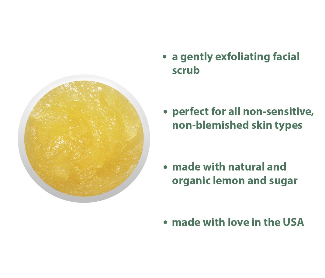 Raya Lemon Sugar Facial Scrub tube in use during a morning routine.