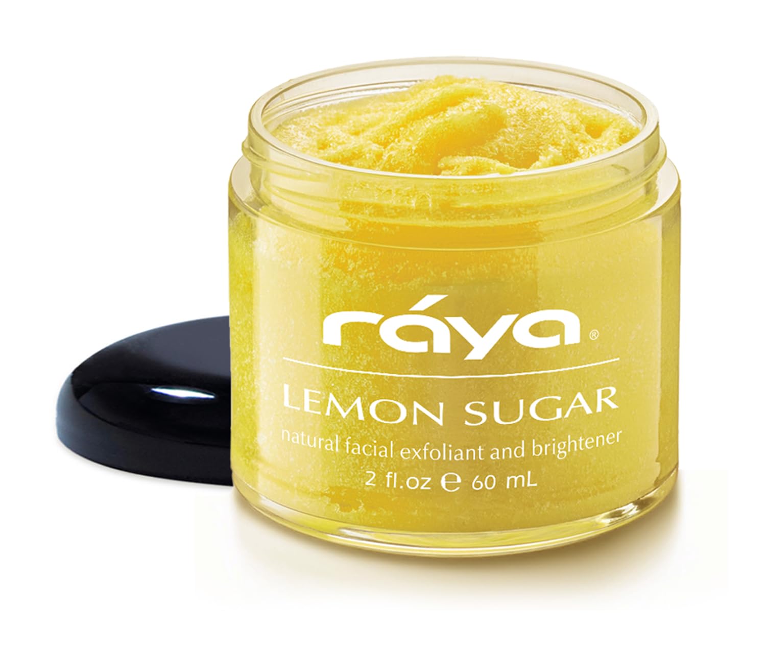 Raya Lemon Sugar Facial Scrub packaging highlights natural ingredients for at-home care.