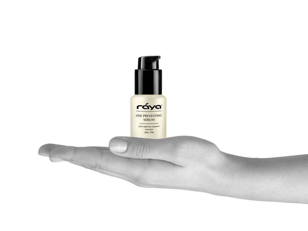 Raya Line Preventing Serum application on skin shows plumping effect