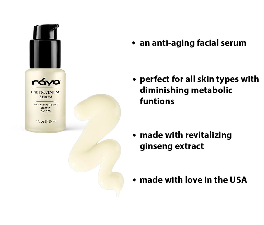 Raya Line Preventing Serum texture close-up showcases silky smooth glide
