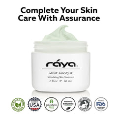 Raya Mint Masque ingredients mint and aloe illustrating soothing botanicals