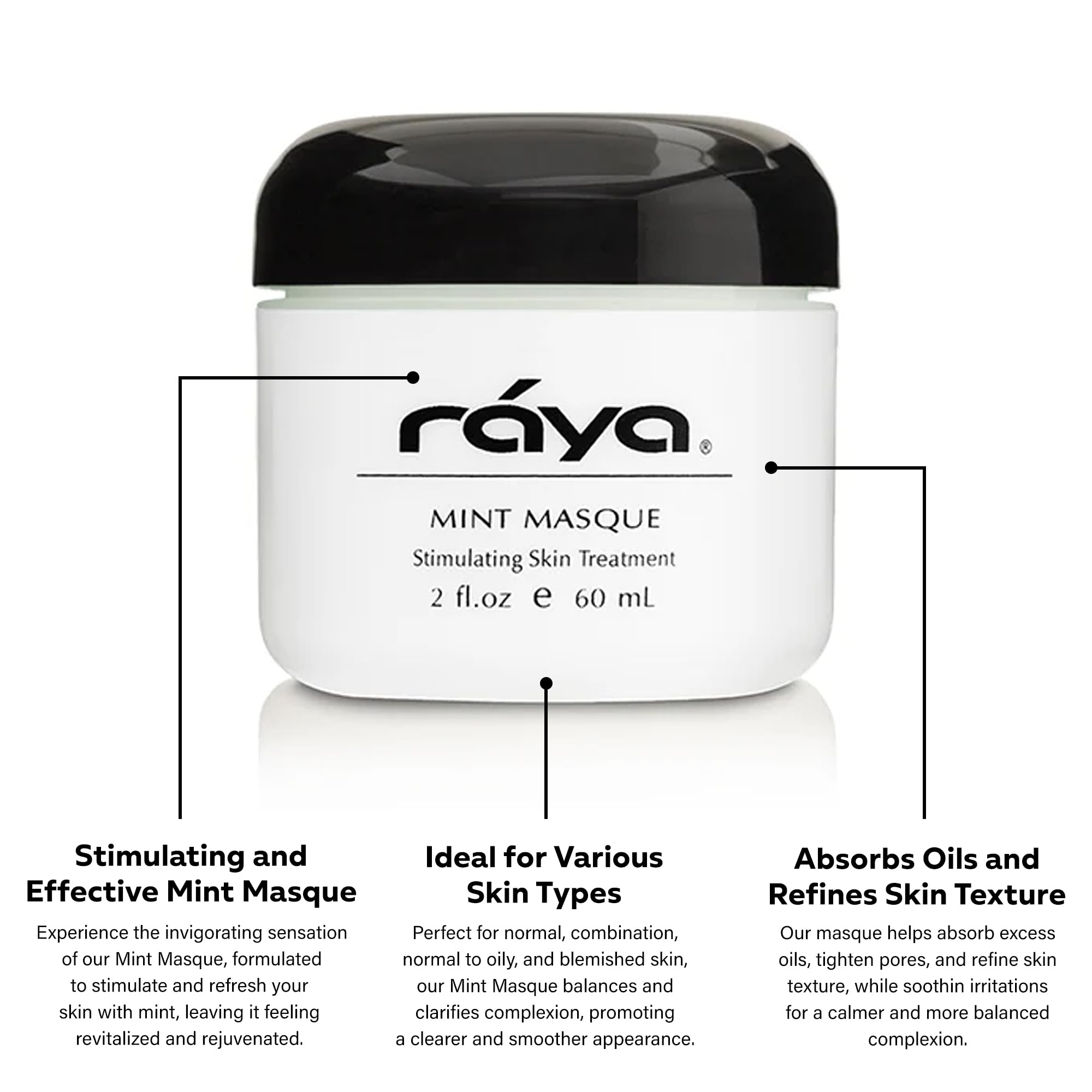 Raya Mint Masque kaolin clay texture highlighting pore cleansing action