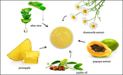 Close-up texture of Raya Pineapple Enzyme Scrub demonstrating gentle exfoliation
