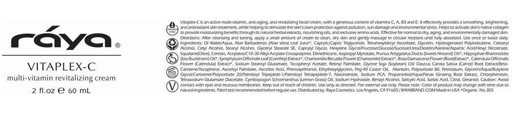 Raya Vitaplex-C Cream paraben-free packaging label