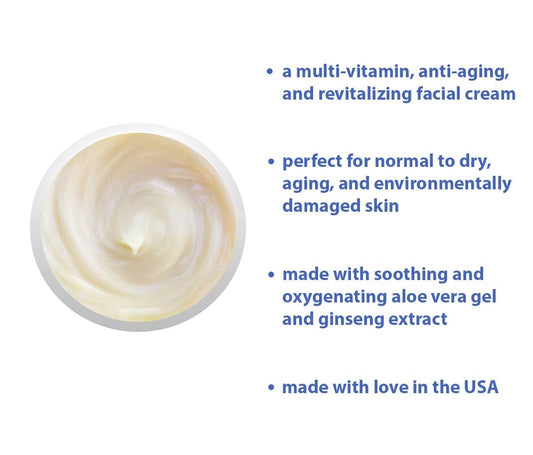 Raya Vitaplex-C Cream texture swirl highlighting moisturizing formula for mature skin
