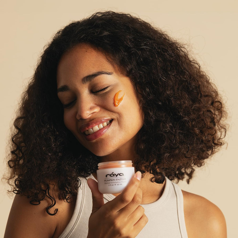 Raya Pumpkin Enzyme Facial Puree application spread illustrating smooth, even layer for gentle resurfacing.