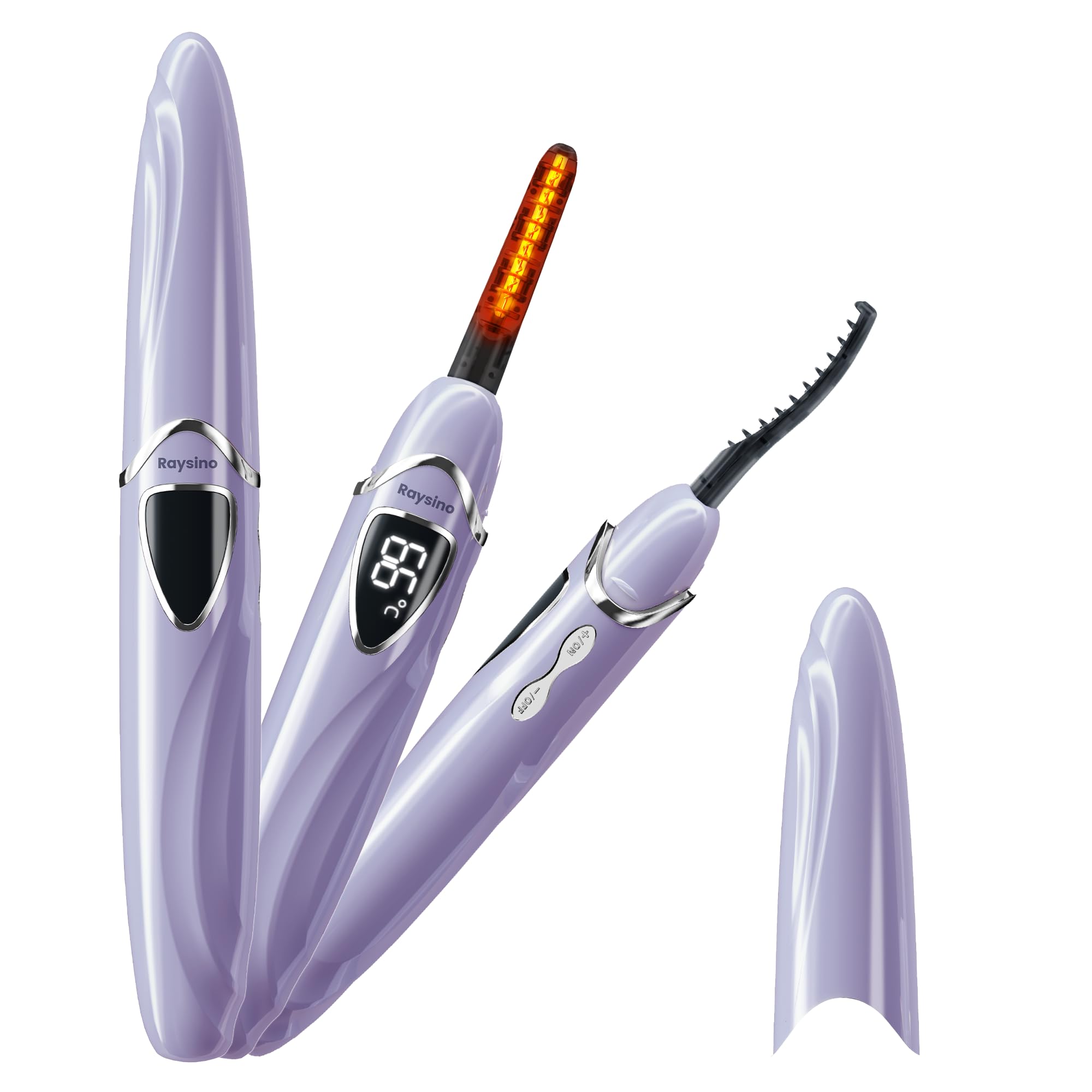 Raysino S600 lilac LED display shows quick heat for curling