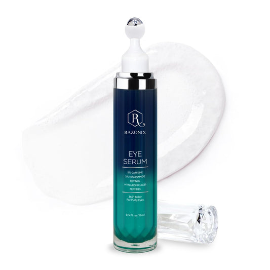 RAZONIX eye bags treatment cooling roller used to refresh the under-eye area.