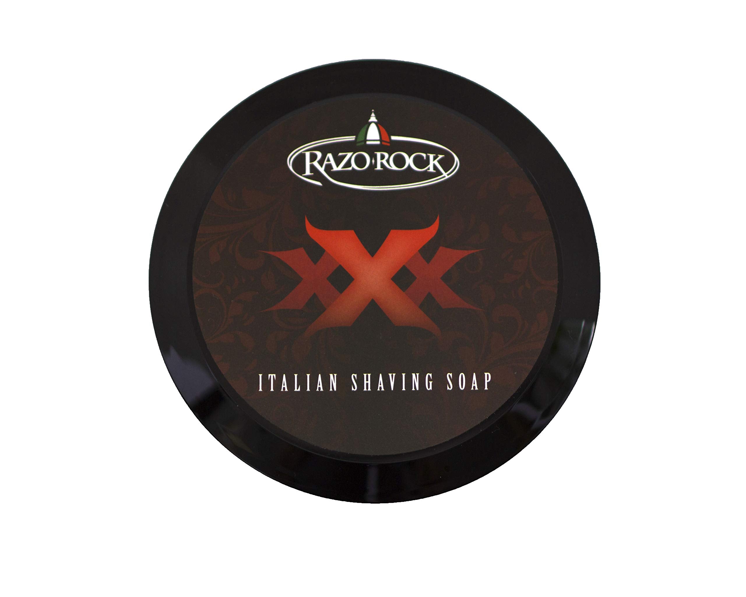 RazoRock XXX Italian shaving soap close-up bar showing rich texture for a smooth shave