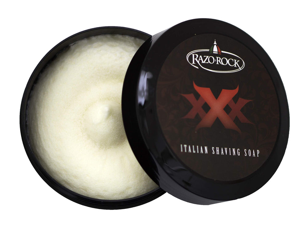 RazoRock XXX natural formula with shea butter and argan oil, ideal for sensitive skin