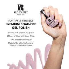 RC Red Carpet pedicure-friendly design supports toe gel polishing.