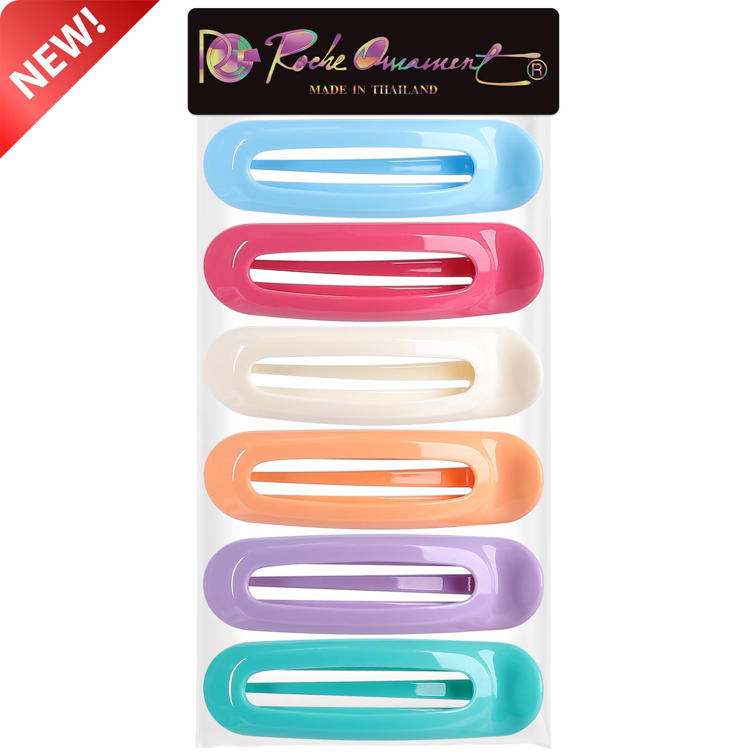RC ROCHE ORNAMENT flat claw clip pastel beige secures thick hair while traveling