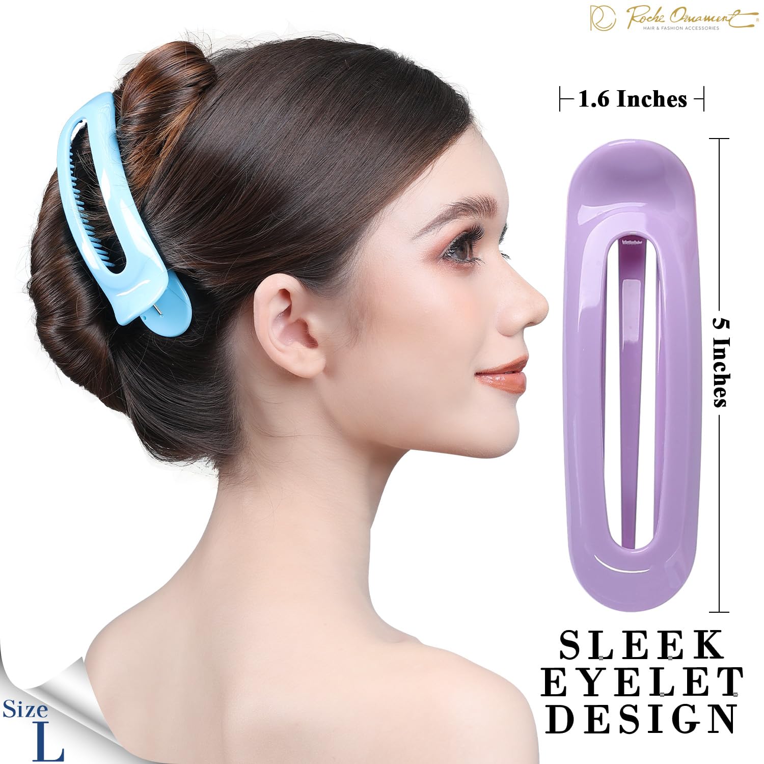 RC ROCHE ORNAMENT flat claw clip pastel lavender holds updos securely
