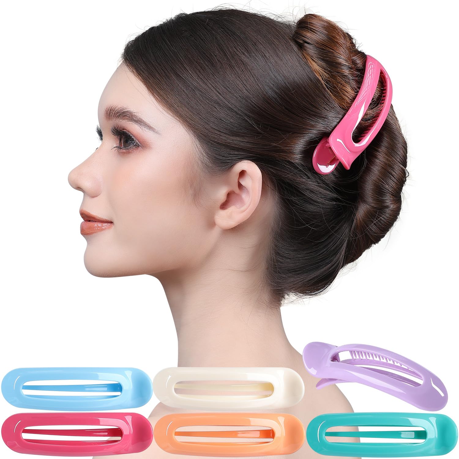 RC ROCHE ORNAMENT flat claw clip pastel pink secures hair for all-day wear