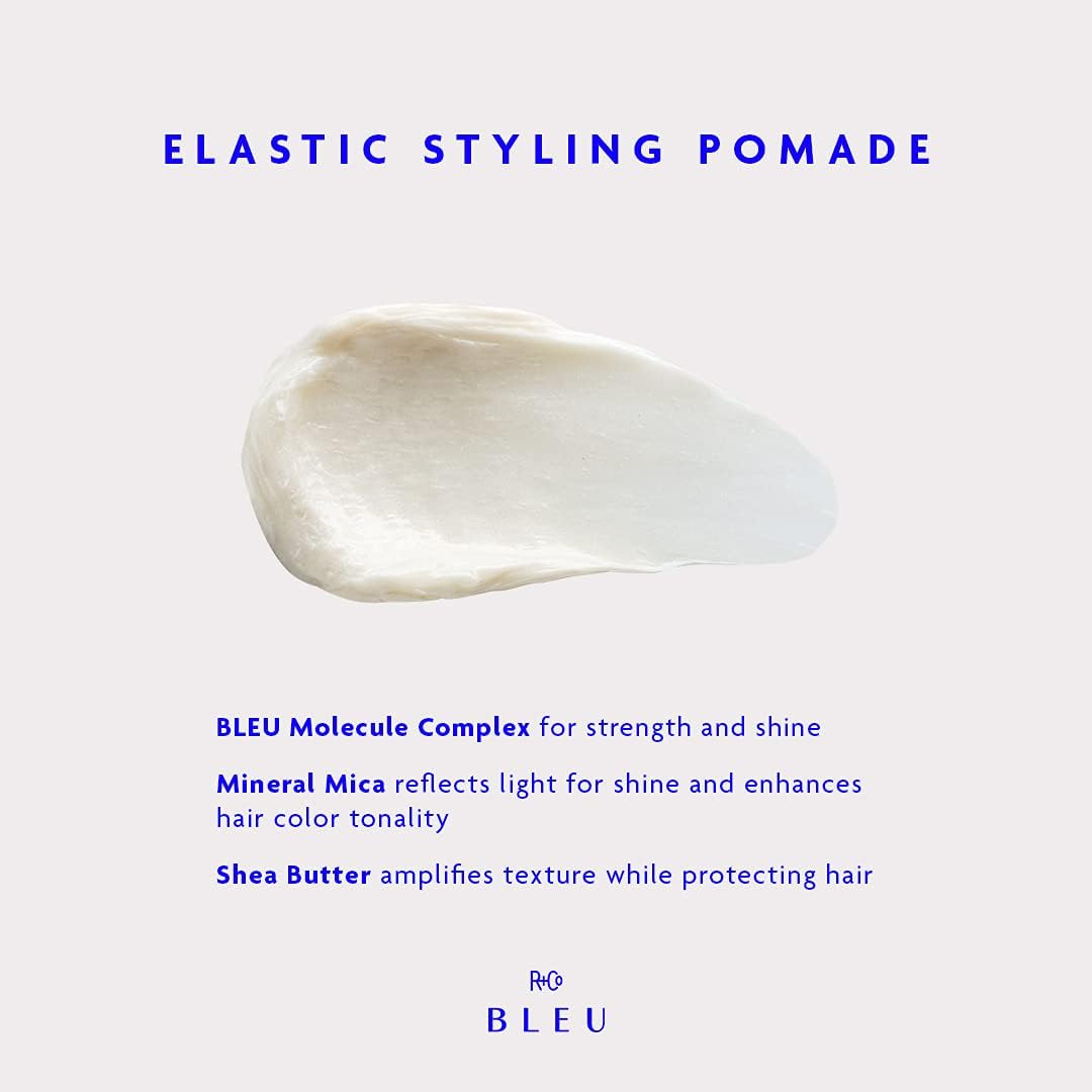 Hand dispensing BLEU pomade demonstrates whipped texture and control.