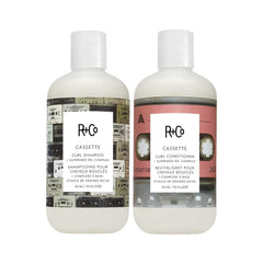 R+Co Cassette Curl Shampoo bottle with pump for easy cleansing and curl definition.